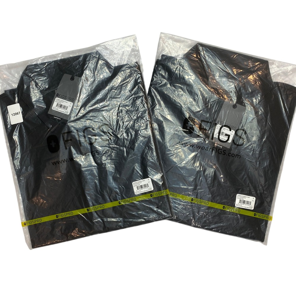 Lot Of 2 FIGS Scrub Polo Womens S Black Ella Scrub Polo Technical Pique